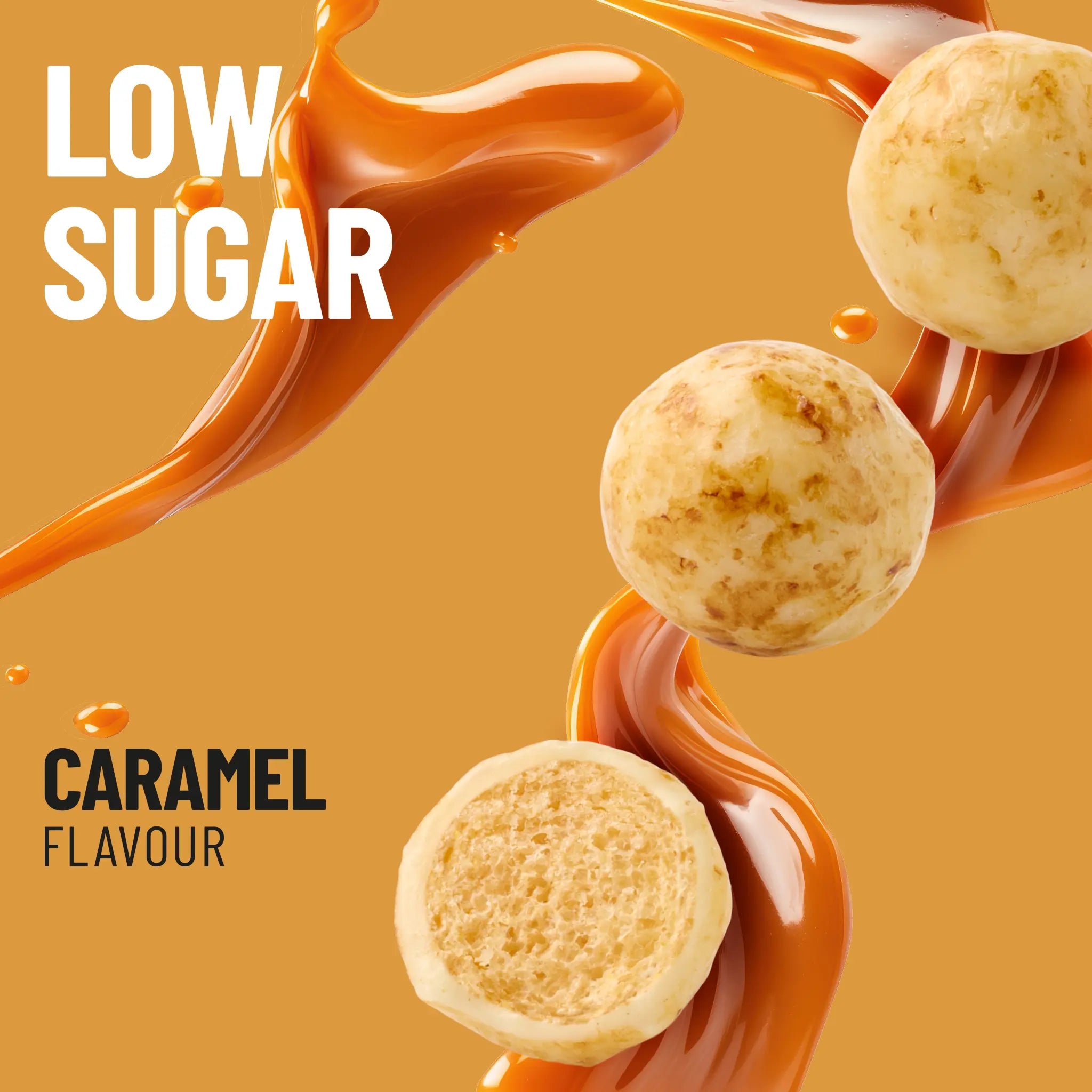 Bolitas crujientes de proteína con caramelo