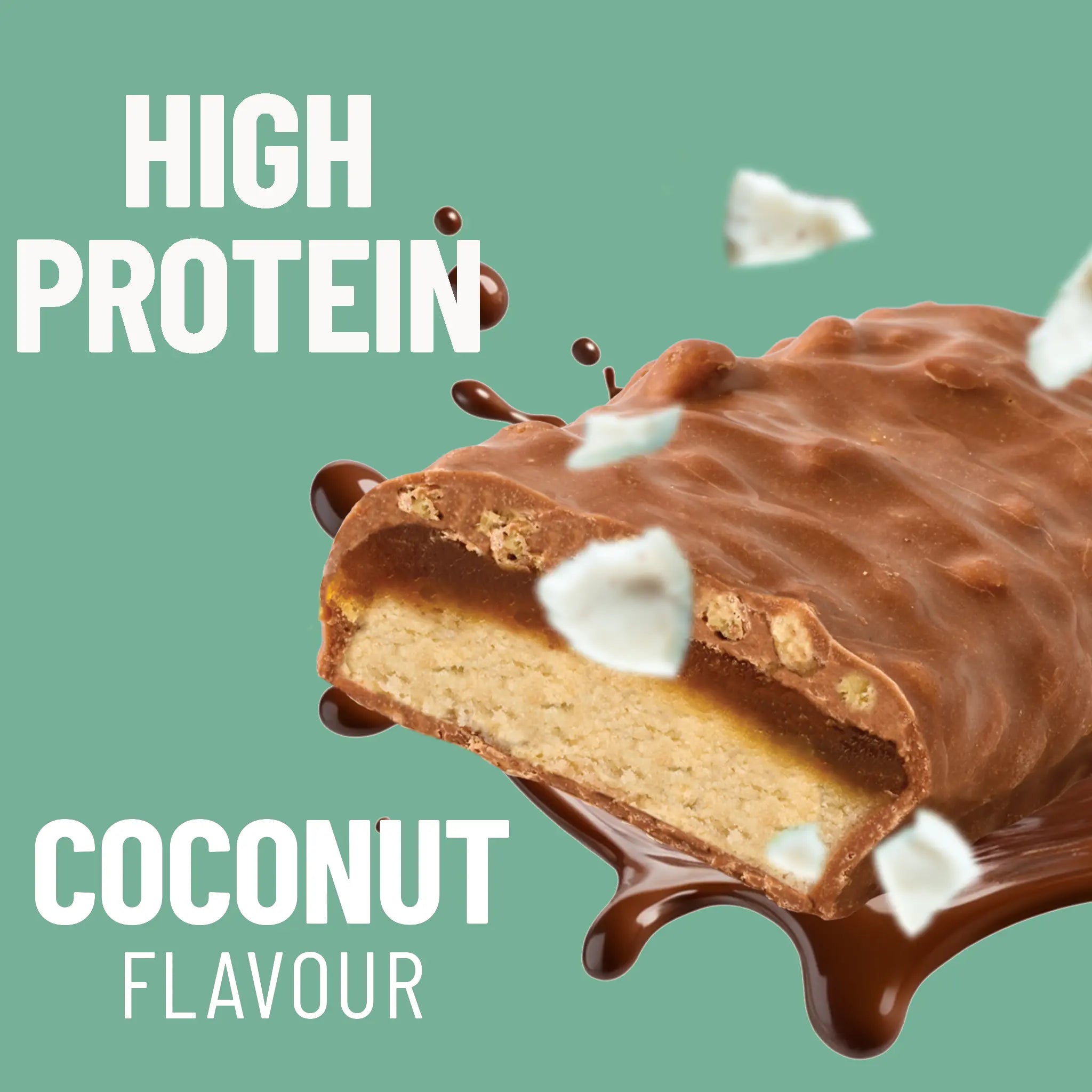 Barrita de proteína crujiente de caramelo y coco